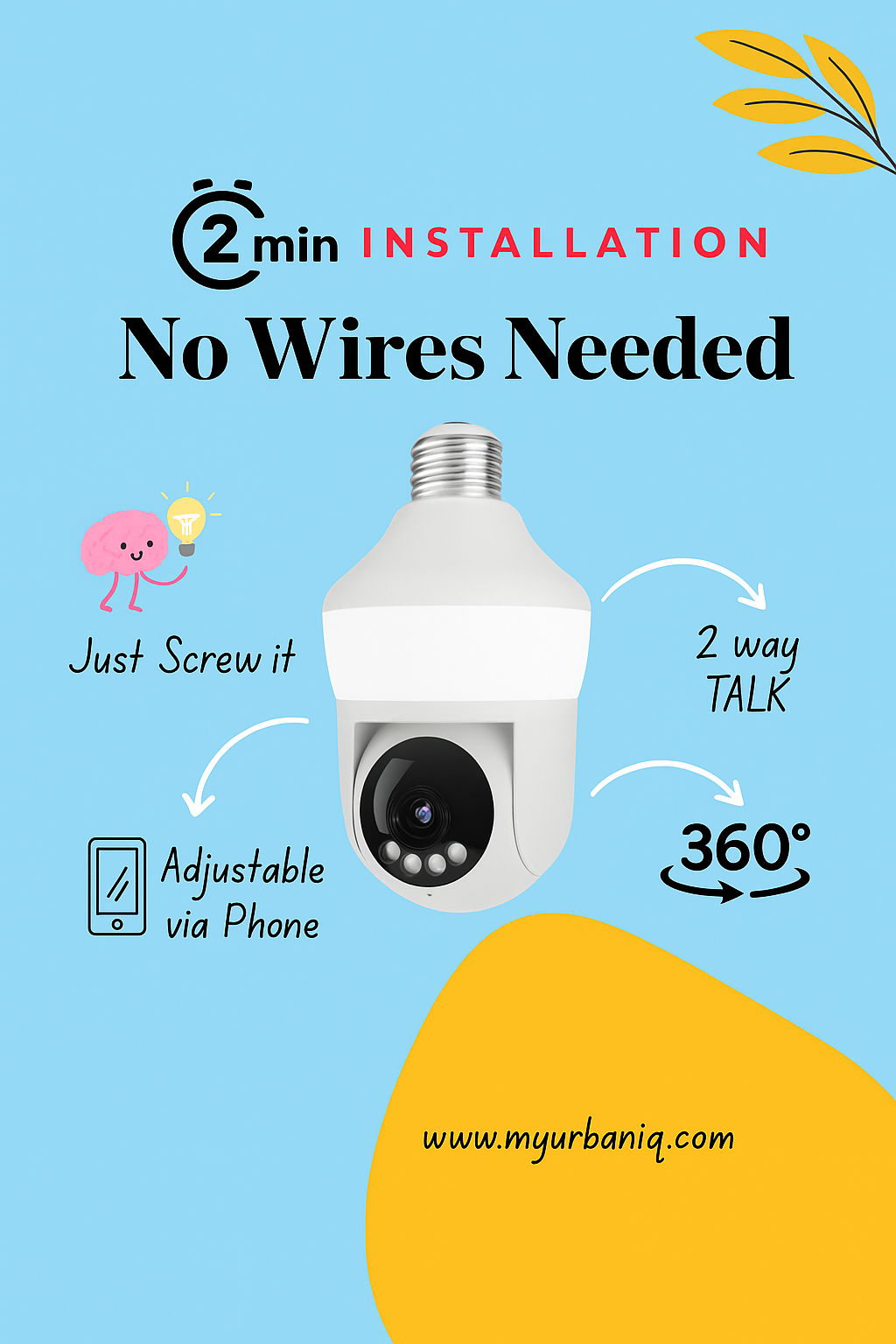 UrbanIQ Bulb Vision | 360° HD Wireless Light Bulb Security Camera