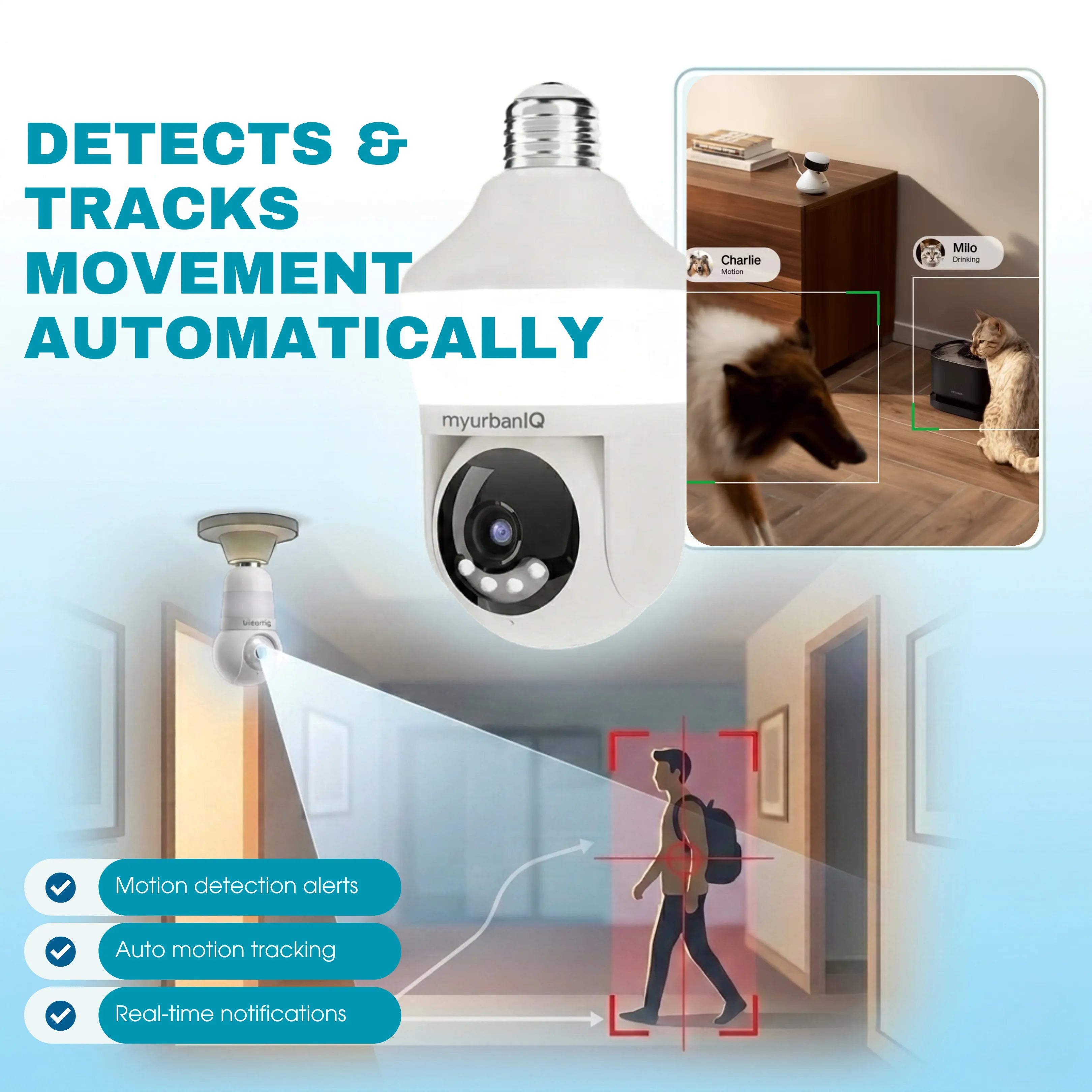 My UrbanIQ™ Premium 360° Smart Camera Bundle | Canada Edition (Includes Free 32GB SD Card + Indian B22 Converter + Holder)