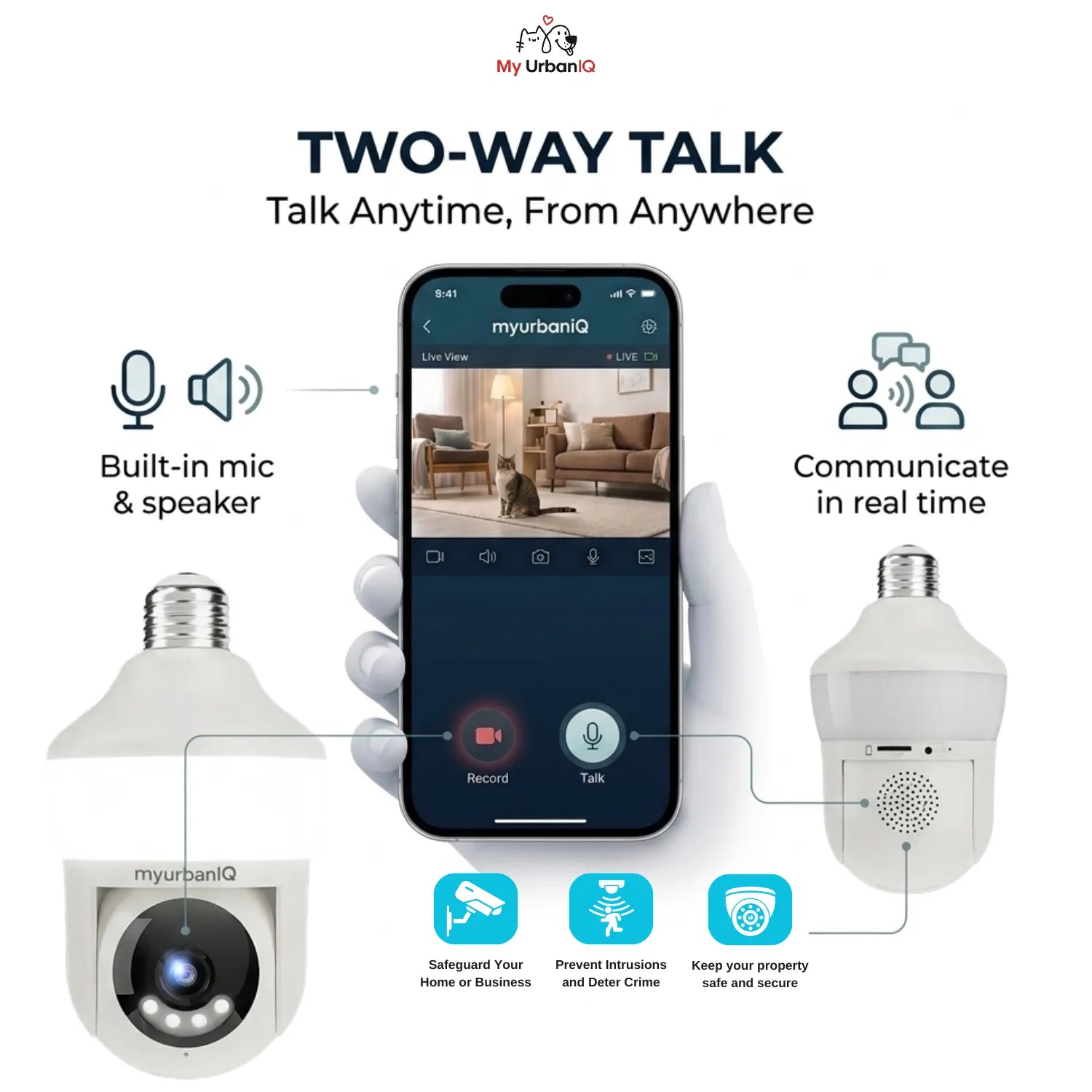 My UrbanIQ™ Premium 360° Smart Camera Bundle | Canada Edition (Includes Free 32GB SD Card + Indian B22 Converter + Holder)